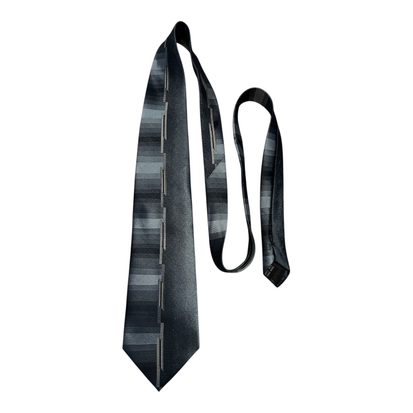Pierre Cardin 100% Silk Tie – 58" Gray Geometric Pattern – Handmade – c. 1990s–2000s