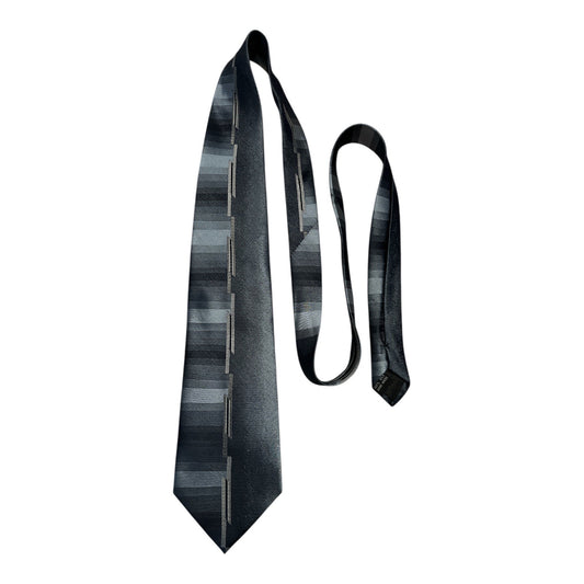 Pierre Cardin 100% Silk Tie – 58" Gray Geometric Pattern – Handmade – c. 1990s–2000s