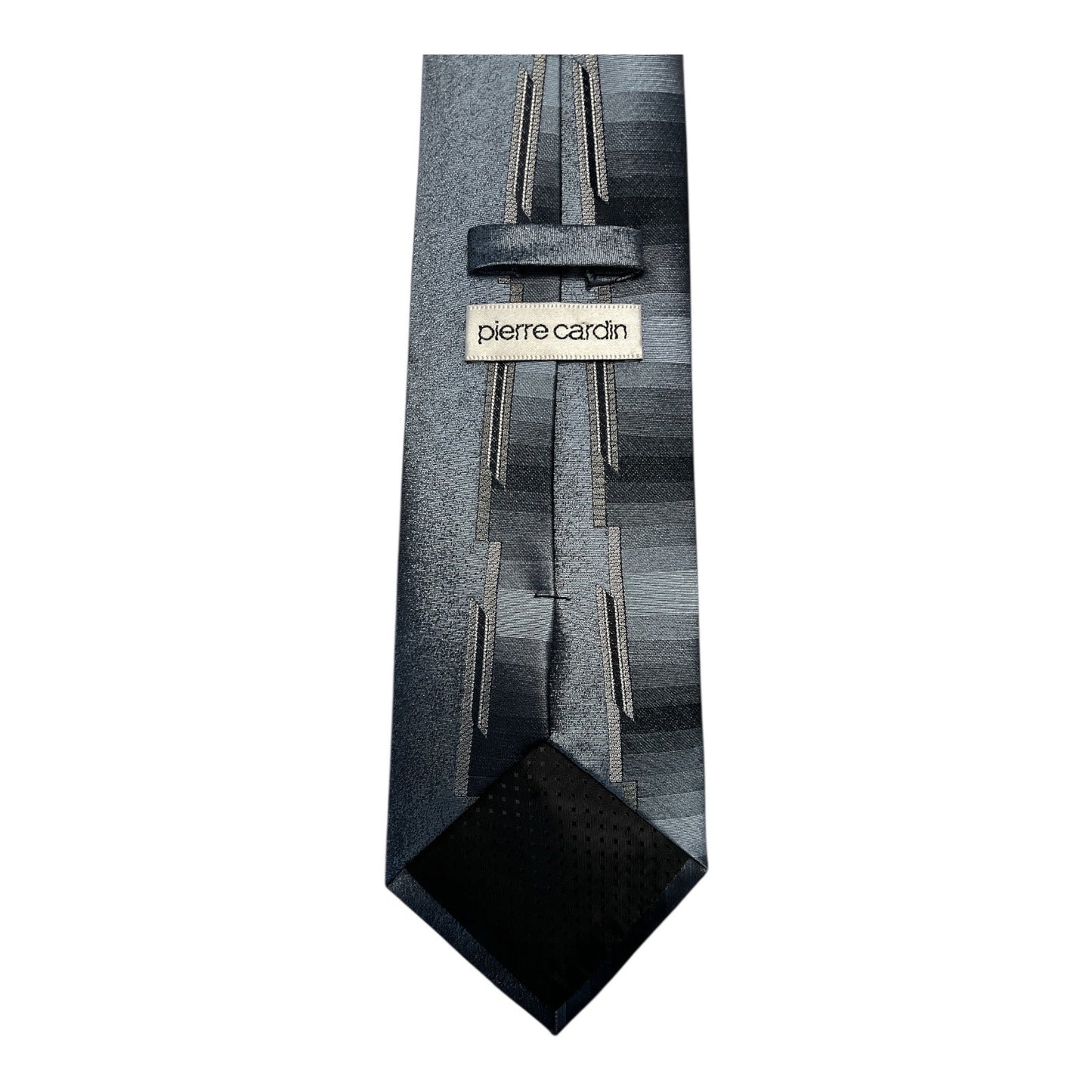 Pierre Cardin 100% Silk Tie – 58" Gray Geometric Pattern – Handmade – c. 1990s–2000s
