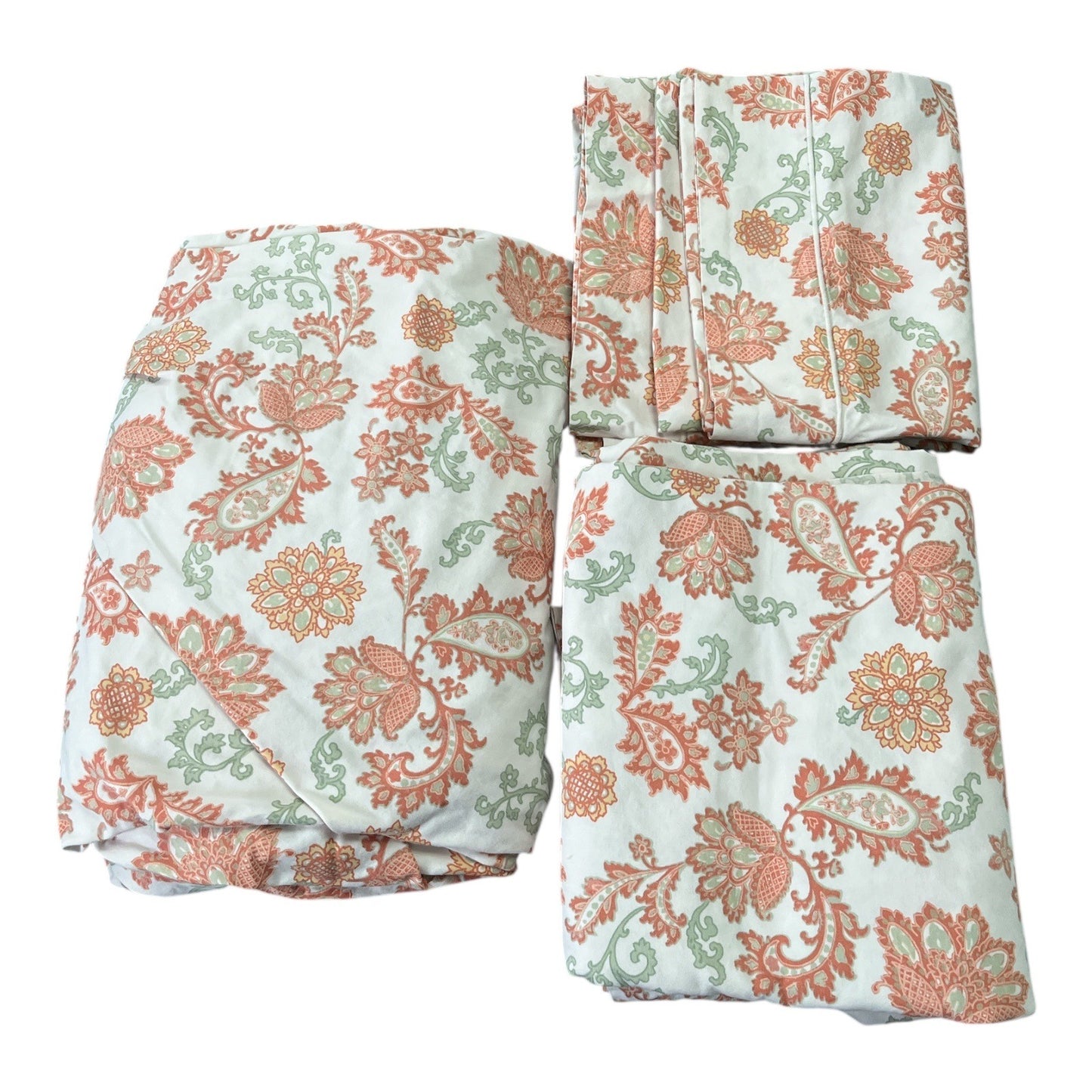 L.L. Bean Floral Paisley Cotton Sheet Set Full Size – Flat & Fitted Sheets + 2 Pillowcases Portugal