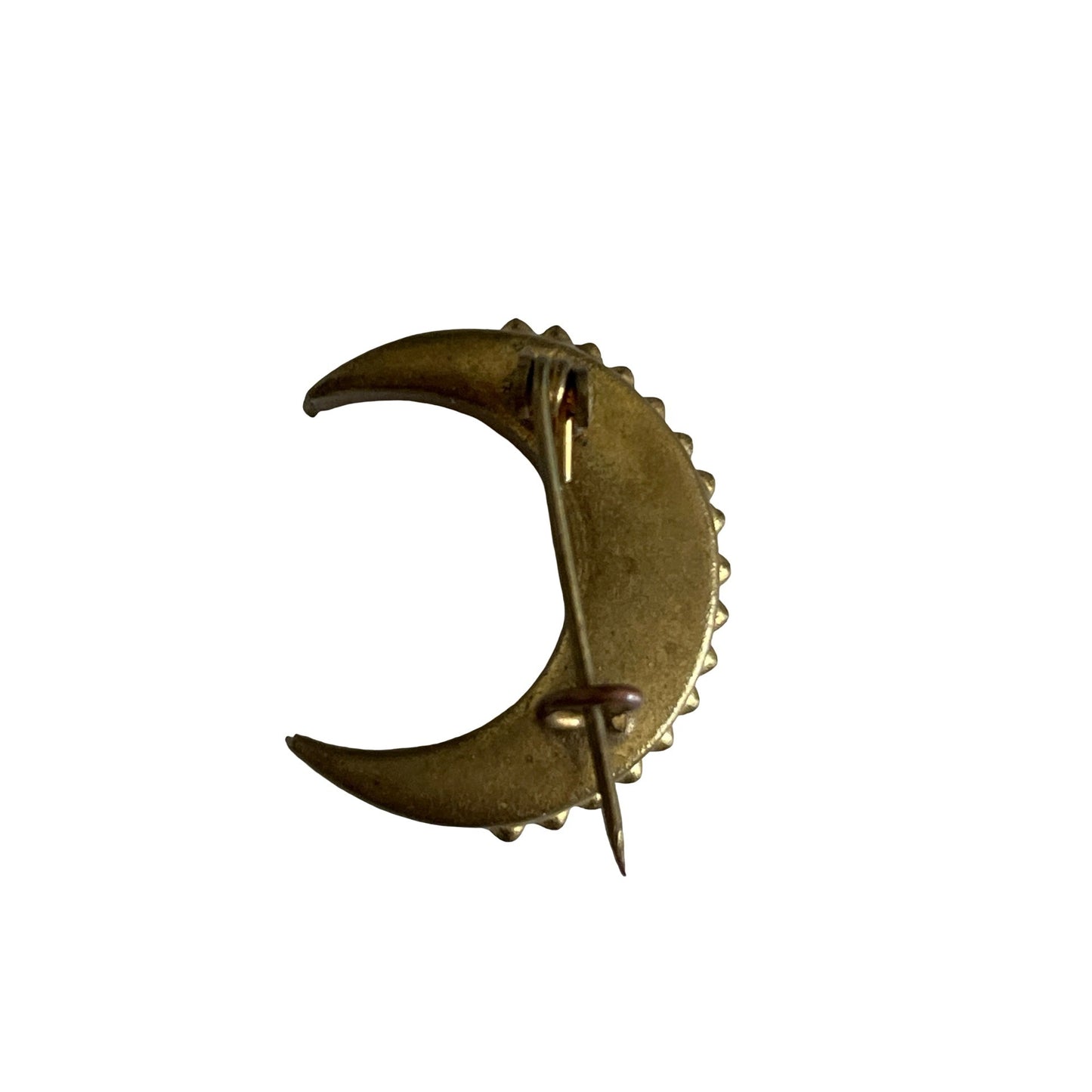 Vintage Micro Mosaic Crescent Moon Brooch Floral Inlay Italy Style 1 Inch