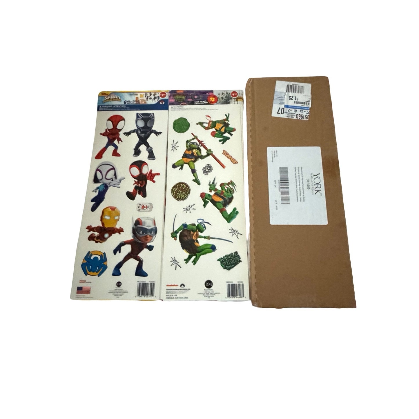 York Wallcoverings Marvel Spidey & TMNT Loose Wall Decals Lot of 18 Sheets 17x6