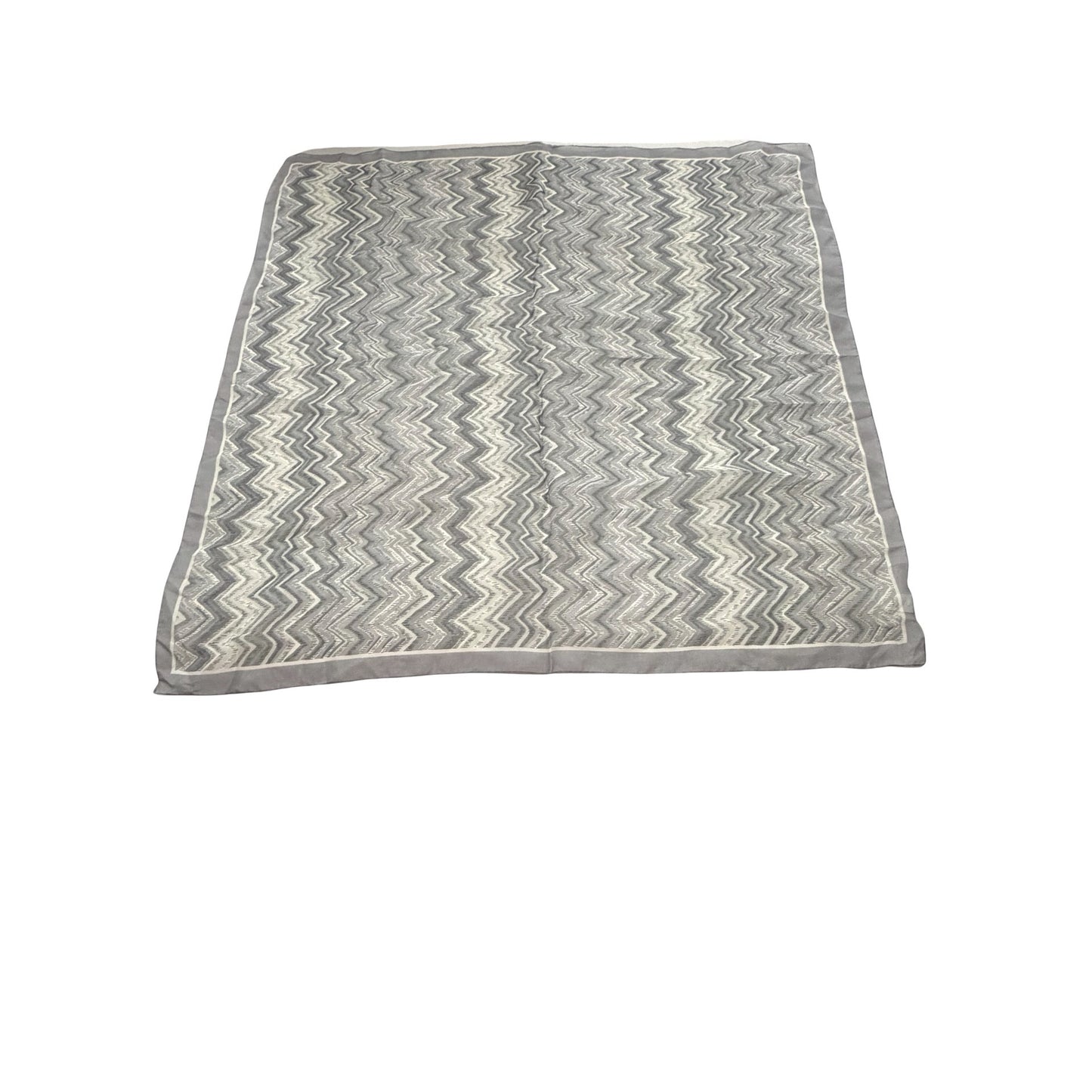 Gap 100% Silk Scarf Gray Chevron Zigzag Made in Italy 26 Inch Square