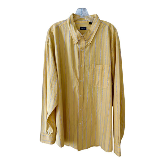 IZOD Men's Multicolor Vertical Striped Long Sleeve Shirt - Yellow, White, Beige, Size XXL