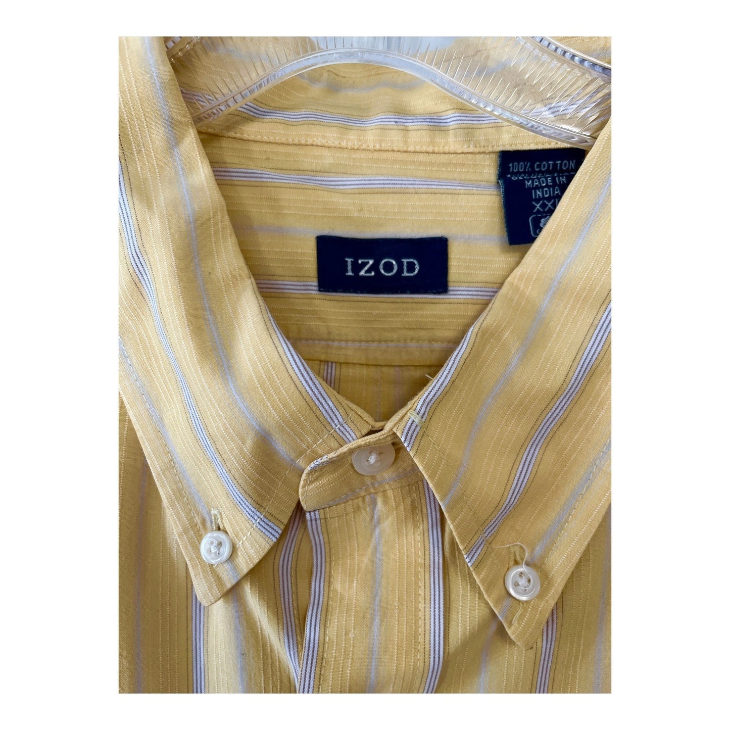 IZOD Men's Multicolor Vertical Striped Long Sleeve Shirt - Yellow, White, Beige, Size XXL