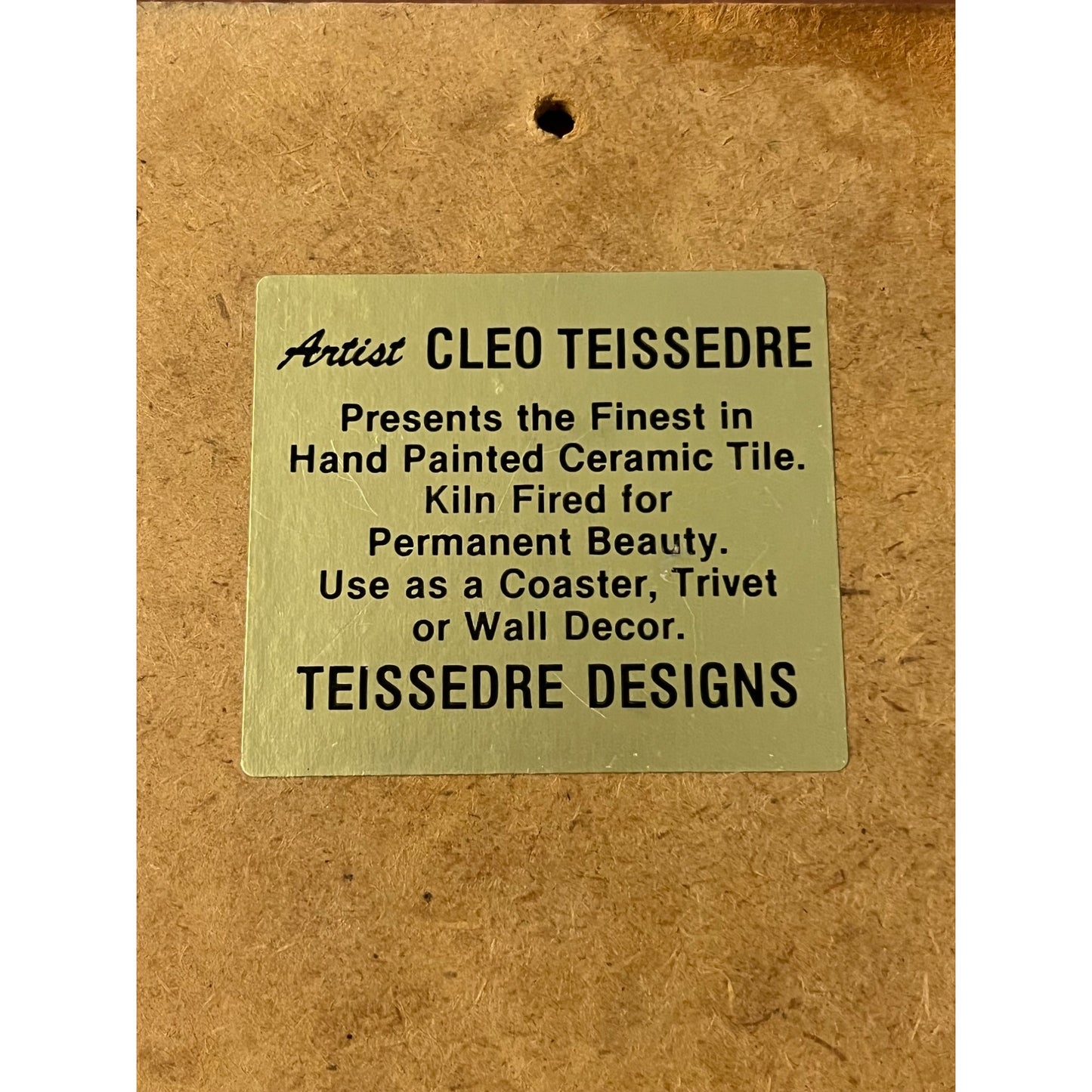 Cleo Teissedre Hand Painted Ceramic Tile Native Family Horse Southwest Art Trivet Wall Decor 6"