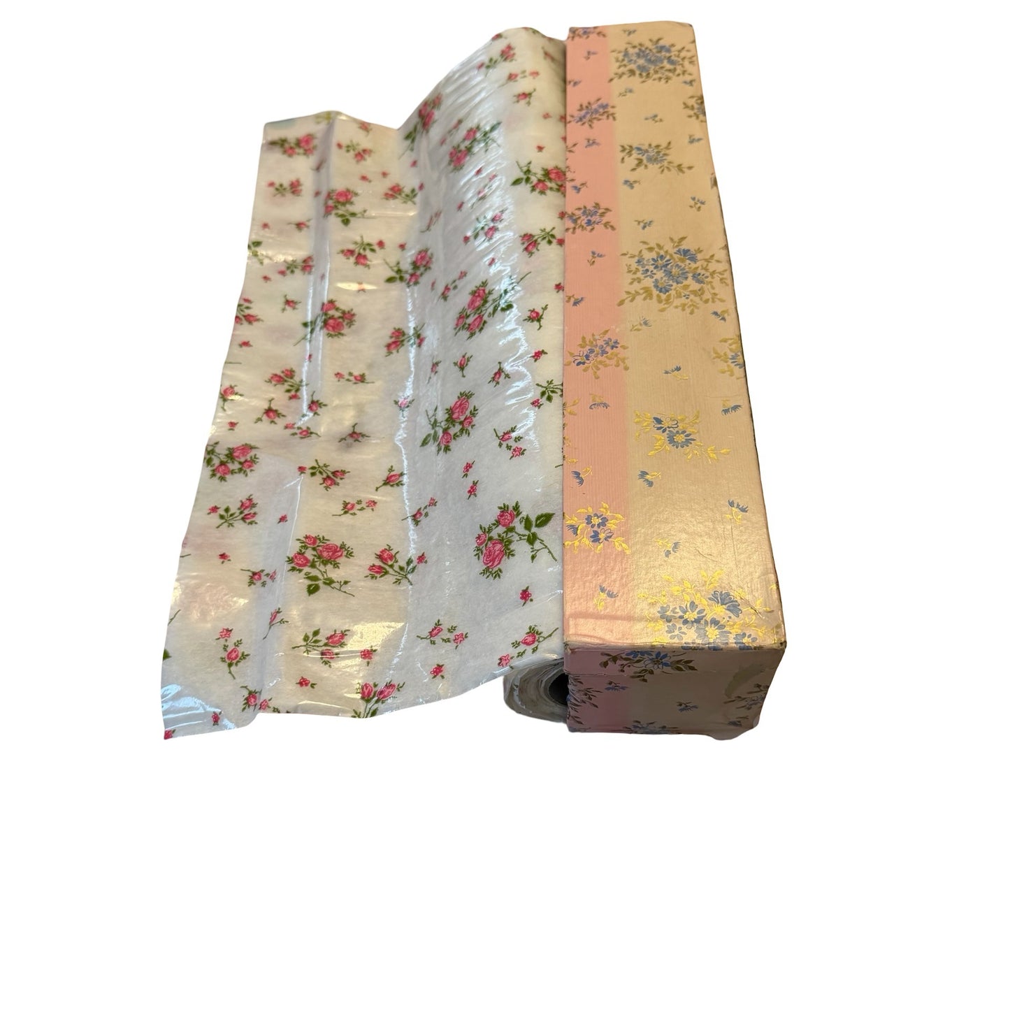 Vintage Floral Padded Shelf Liner Roll Pink Rose Drawer Cabinet Liner 17.5" Wide