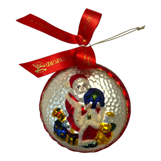 Waterford Holiday Heirlooms Santa Ornament – Hand-Painted Glass Globe – 4”