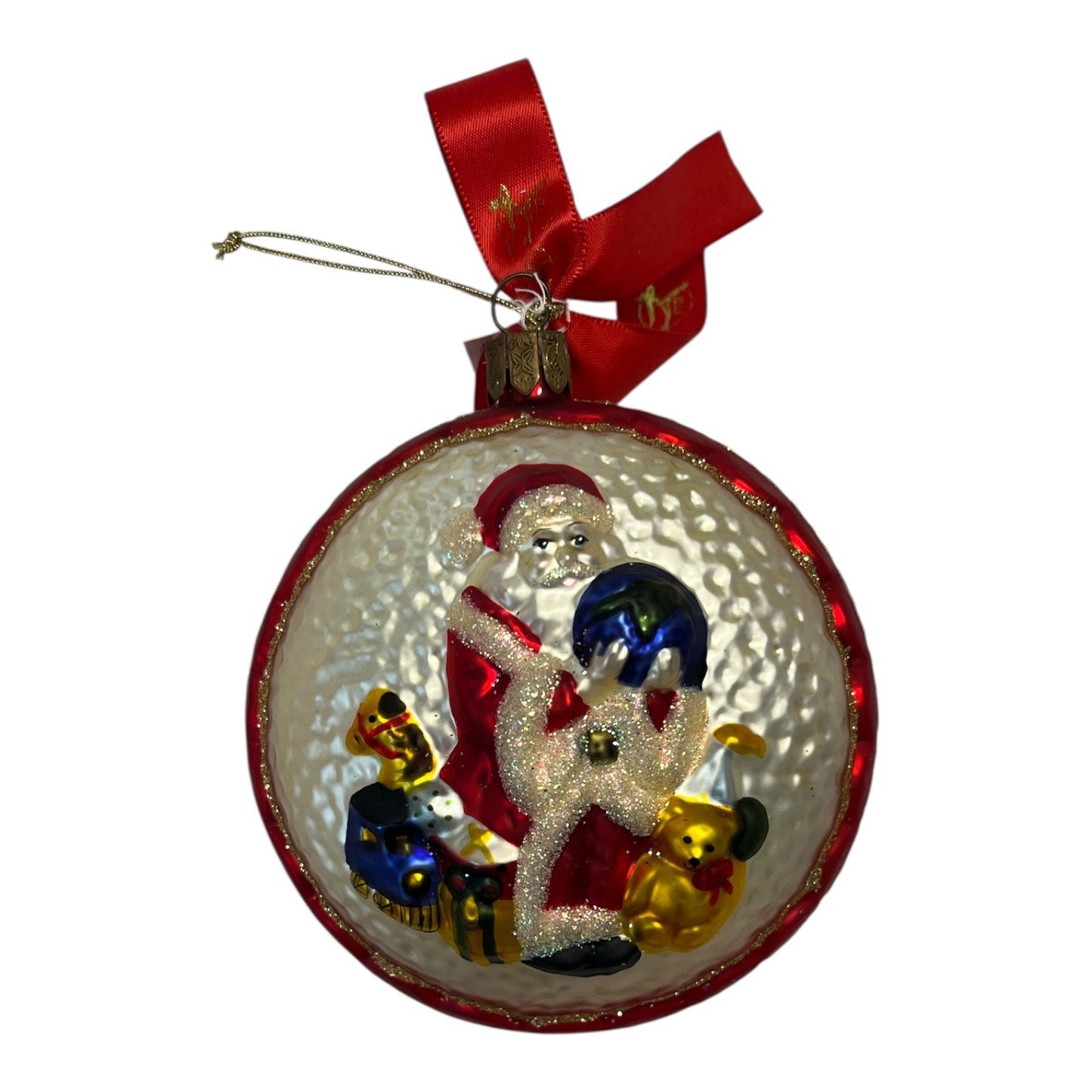 Waterford Holiday Heirlooms Santa Ornament – Hand-Painted Glass Globe – 4”
