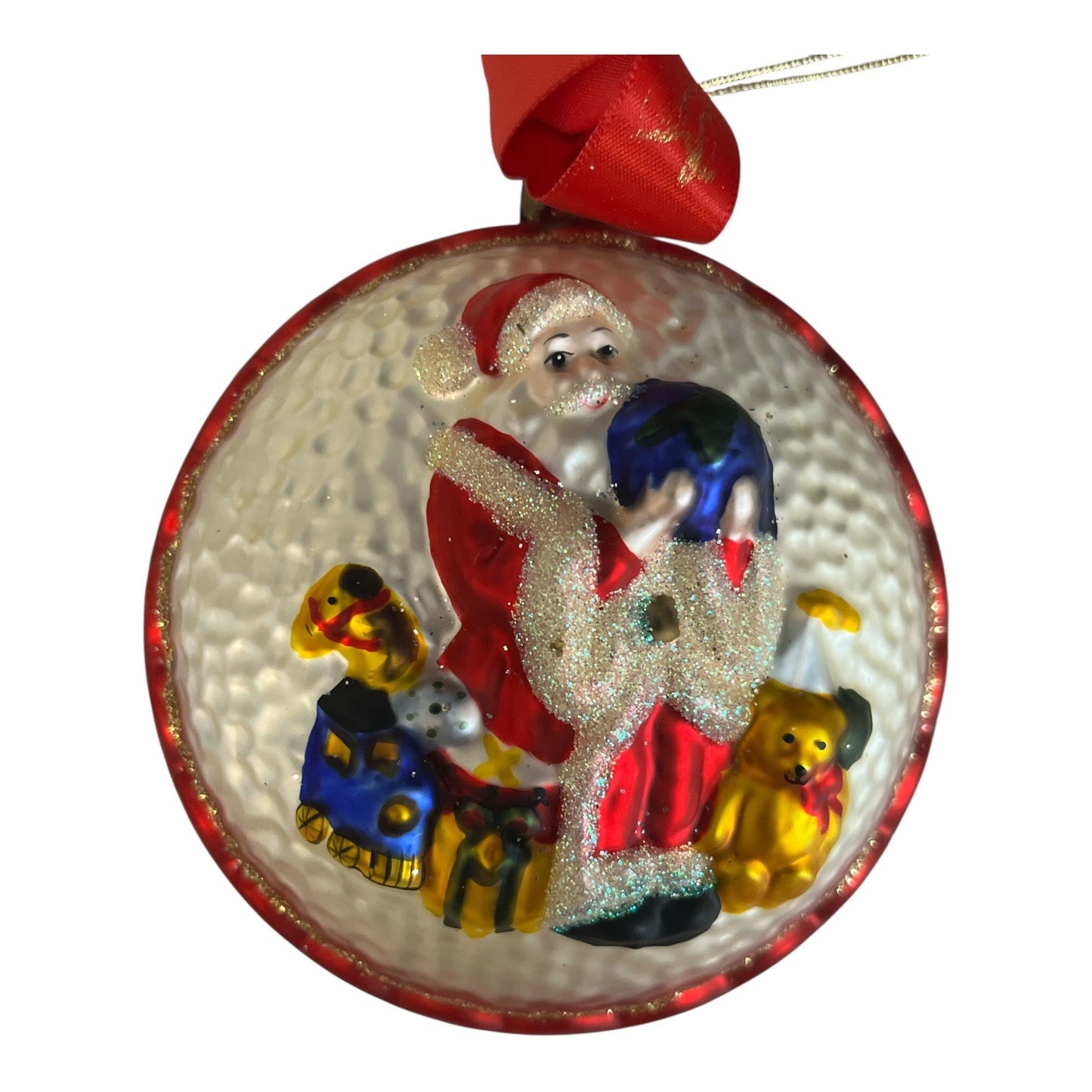 Waterford Holiday Heirlooms Santa Ornament – Hand-Painted Glass Globe – 4”