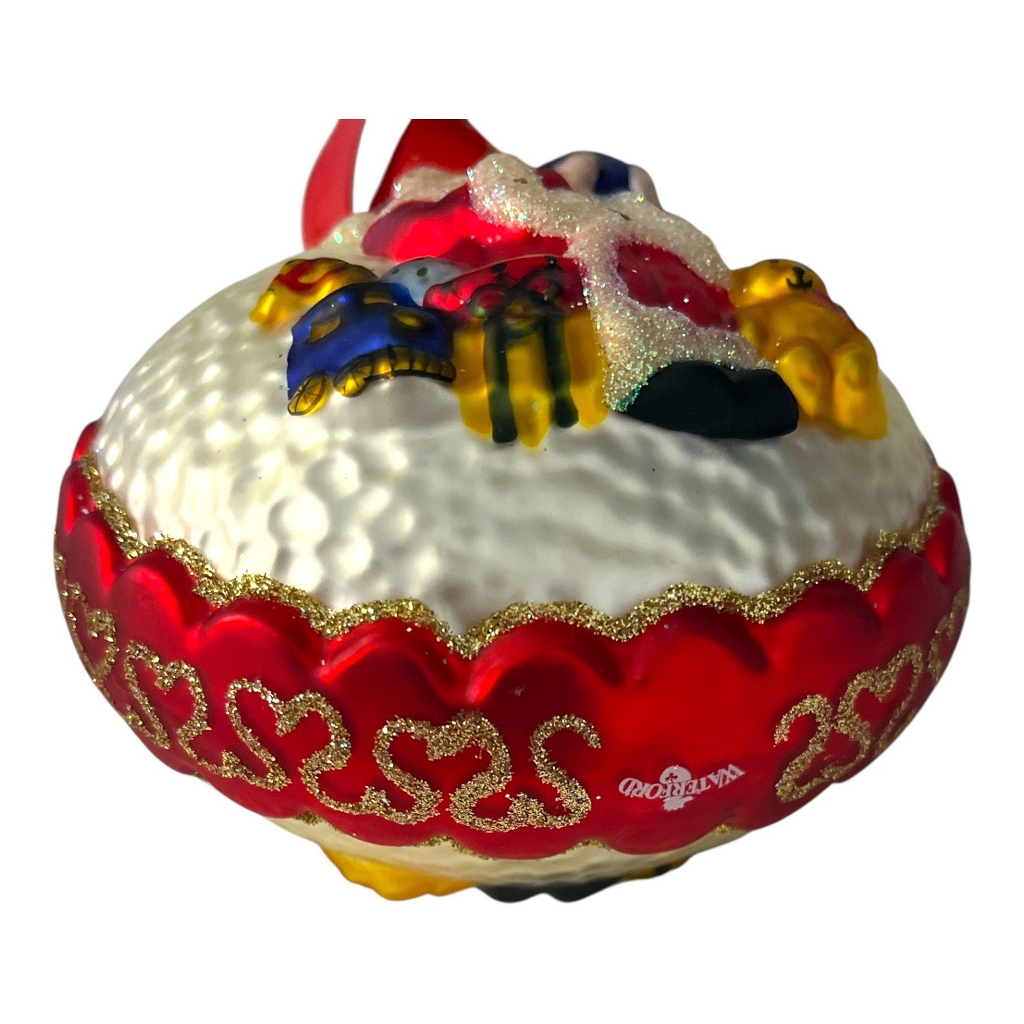 Waterford Holiday Heirlooms Santa Ornament – Hand-Painted Glass Globe – 4”