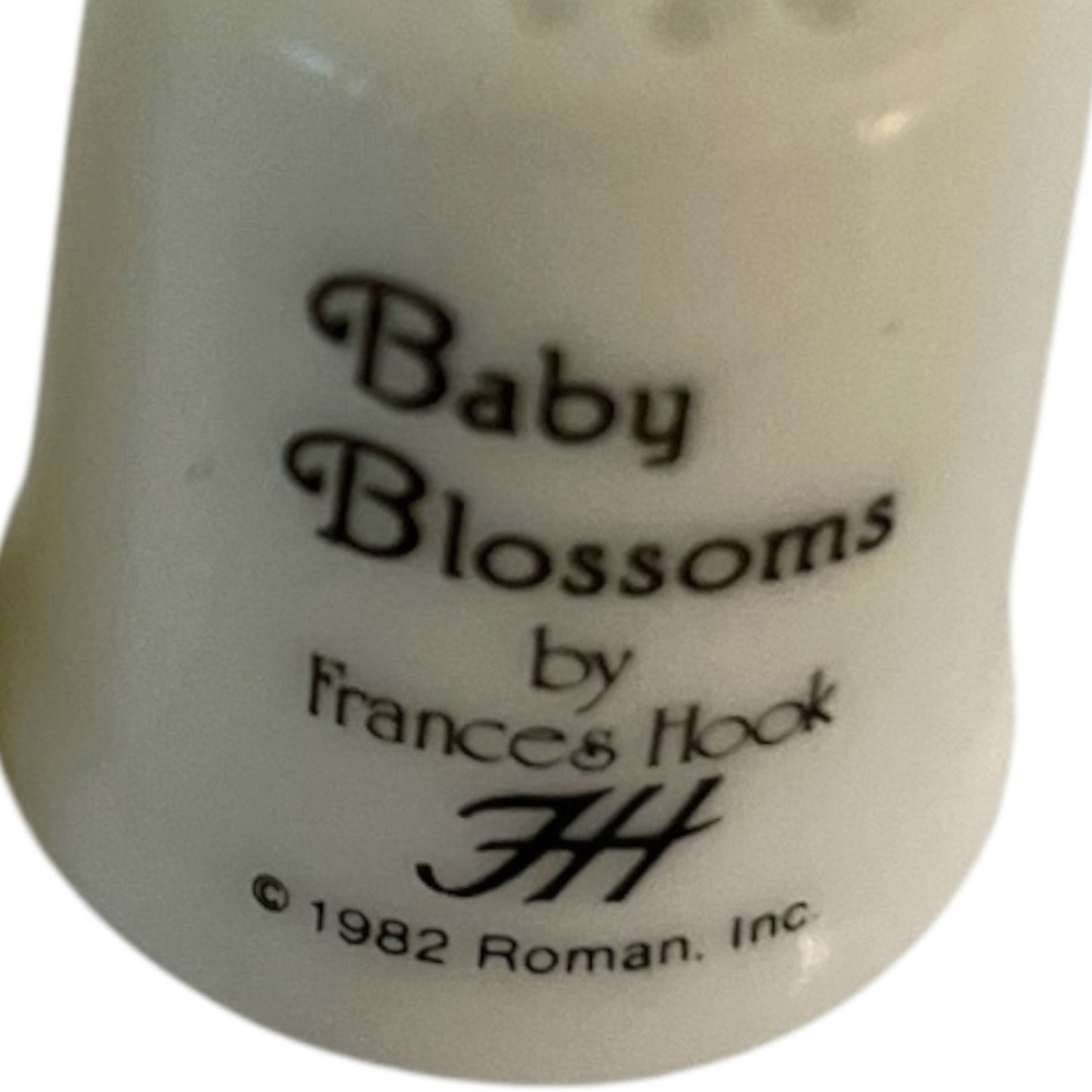 Vintage Frances Hook Porcelain Thimble Set – Baby Blossoms & Trees So Tall – 1982 Roman, Inc.