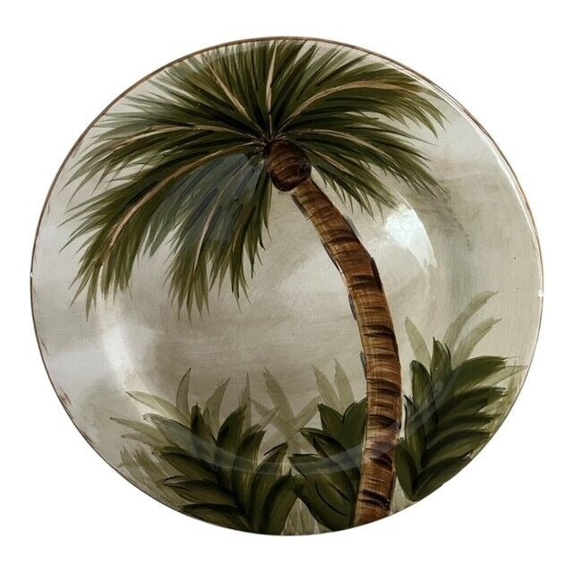 Tabletops Unlimited Lifestyles Kona Hand Painted Palm Tree Salad Plate 8 5/8”