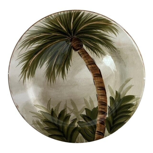 Tabletops Unlimited Lifestyles Kona Hand Painted Palm Tree Salad Plate 8 5/8”