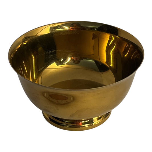 Vintage Baldwin Solid Brass Bowl – 6" Round Footed Bowl – Polished Gold Finish – Mid-Century Modern Decor
