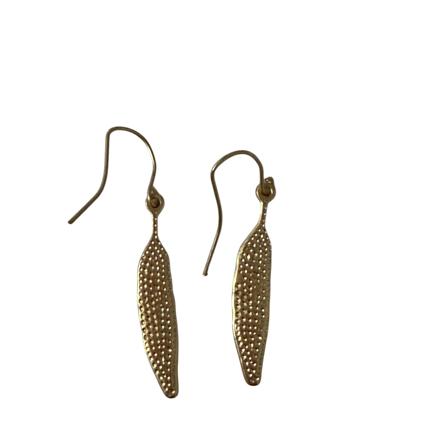 Gold Tone Leaf Dangle Earrings with Rhinestone Accents Delicate Nature Inspired Jewelry