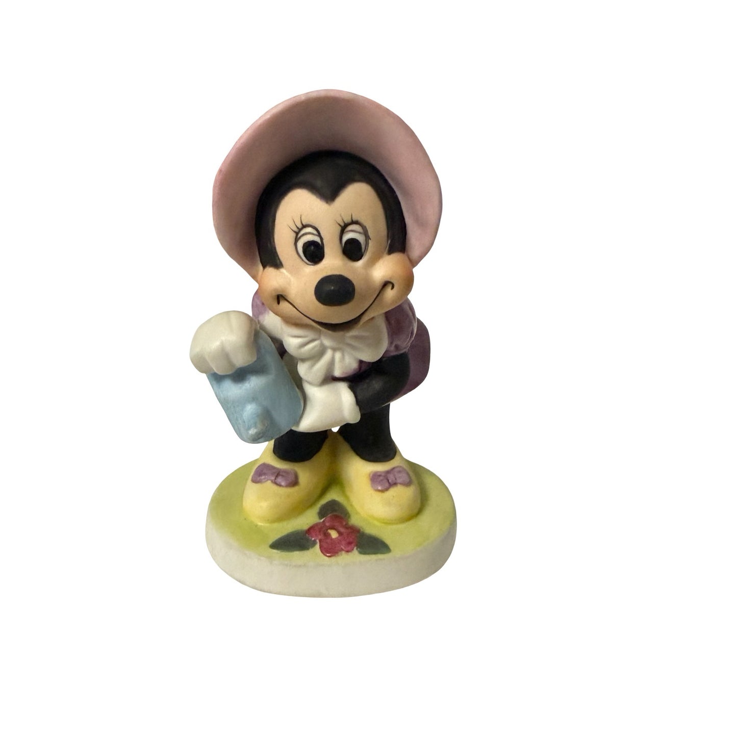 Vintage Walt Disney Productions Minnie Mouse Ceramic Figurine Flower Watering Can