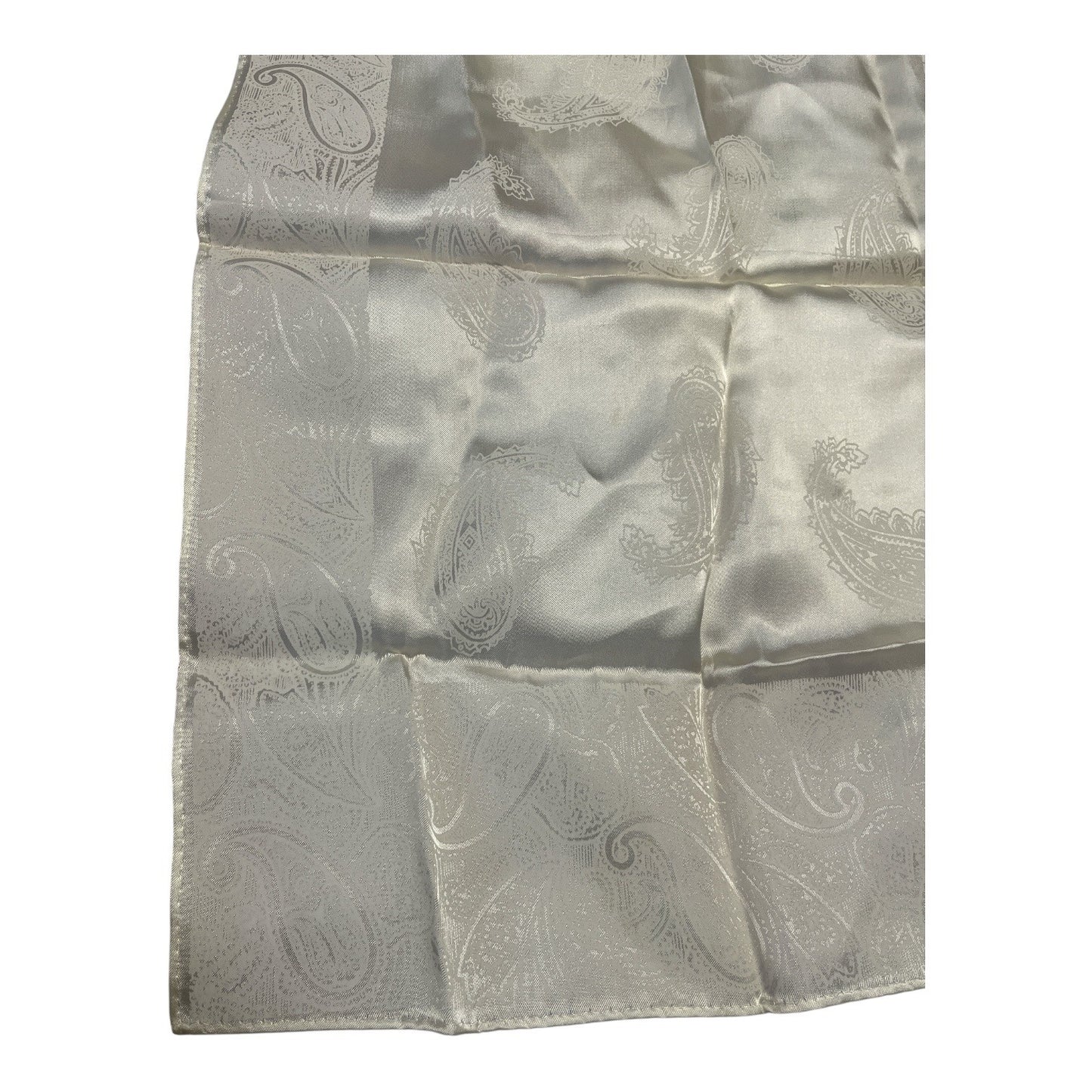 Vintage Ivory Paisley Satin Scarf Made in Japan Acetate Neck Scarf 40x13