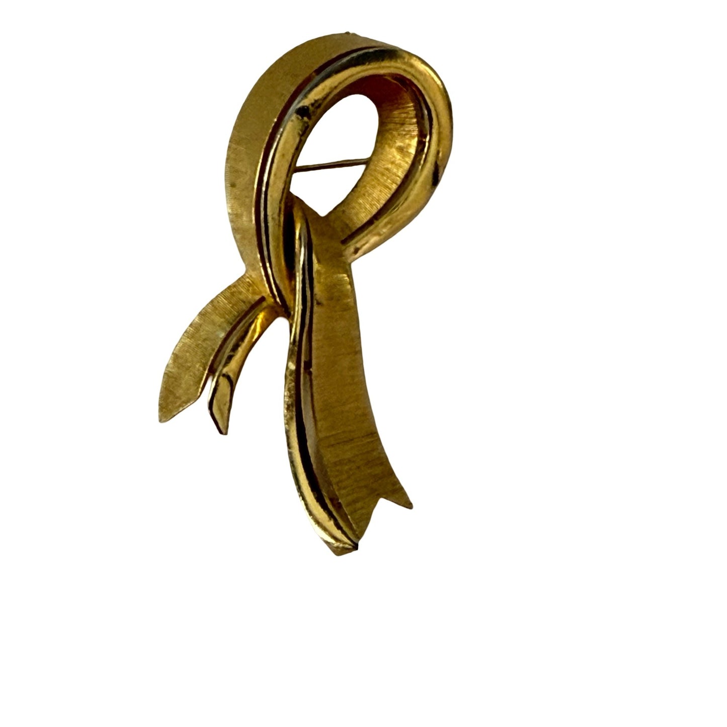 Vintage Trifari Gold Tone Ribbon Brooch Abstract Bow Pin Signed