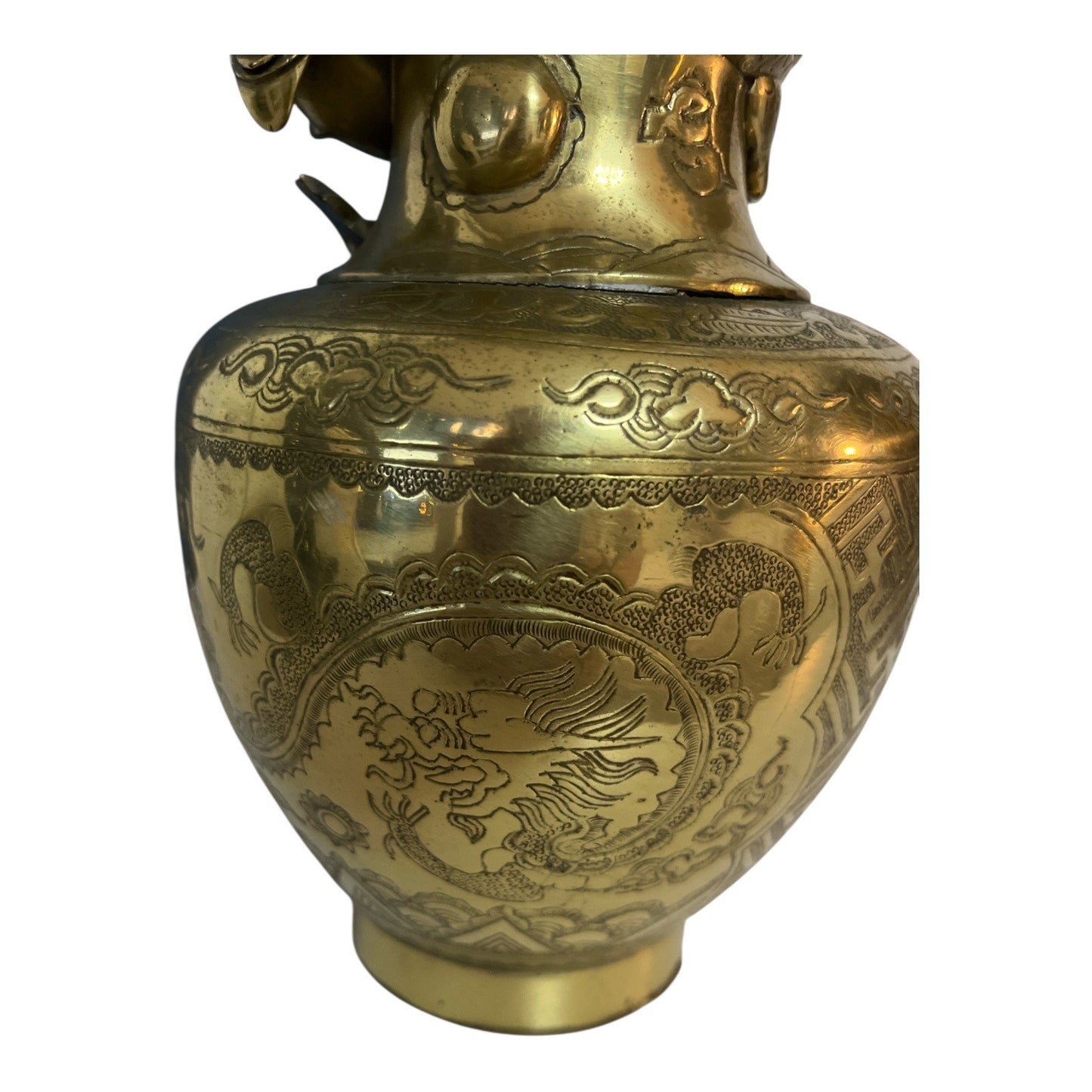 MCM Chinese Brass Dragon Vase – Engraved & Sculptural Design - READ