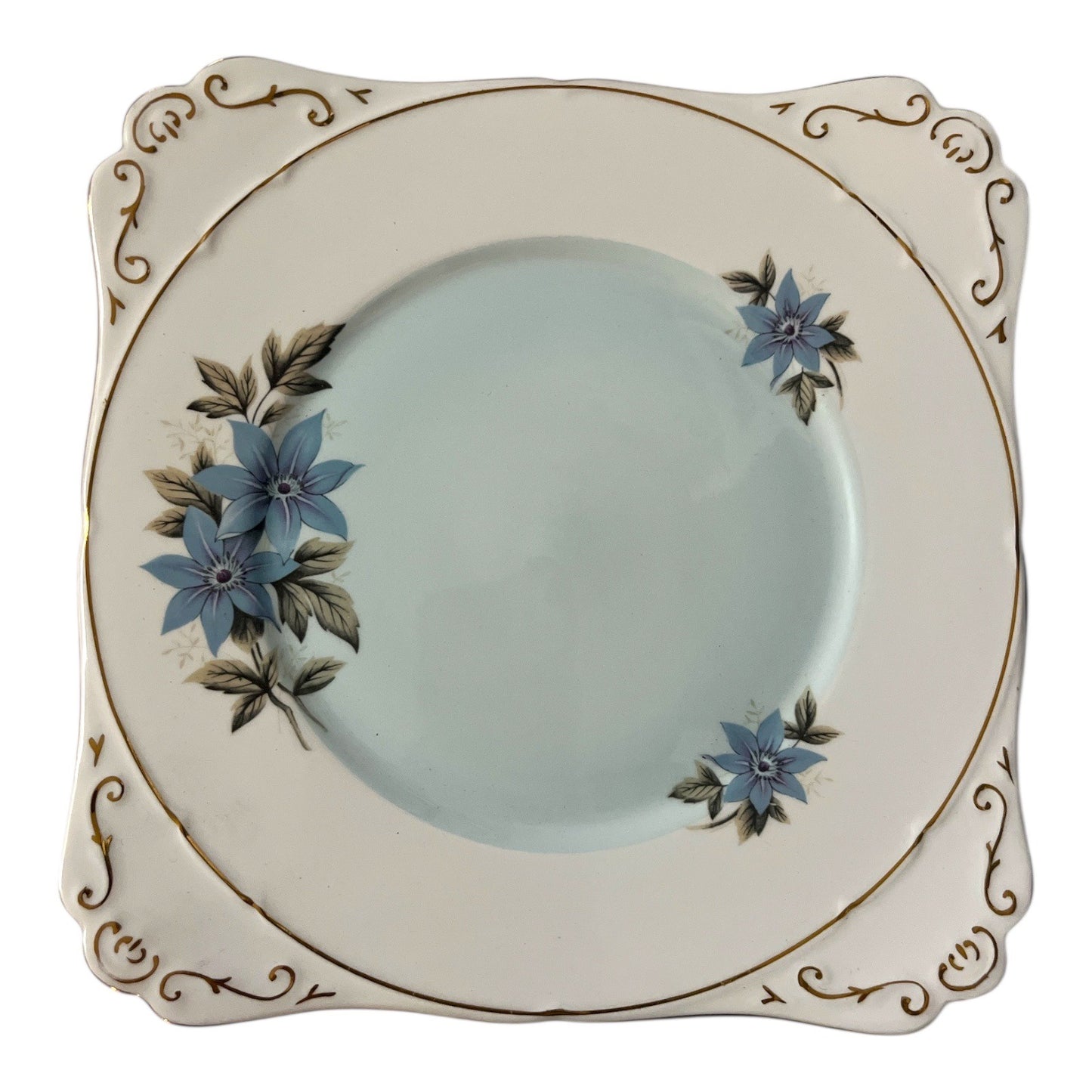 Royal Stafford Park Lane Bone China Plate Blue Floral Gold Trim England