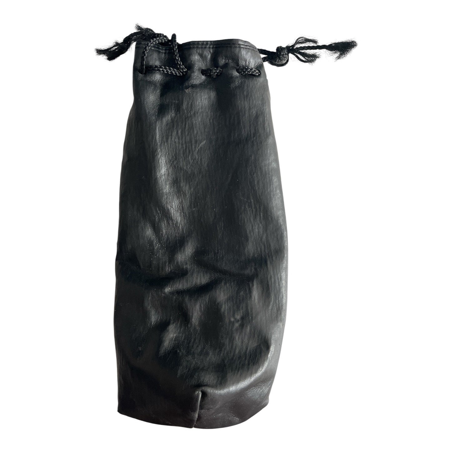 Vintage 1980s Faux Leather Drawstring Presentation Bag 10” Velvet Lined Made in Taiwan