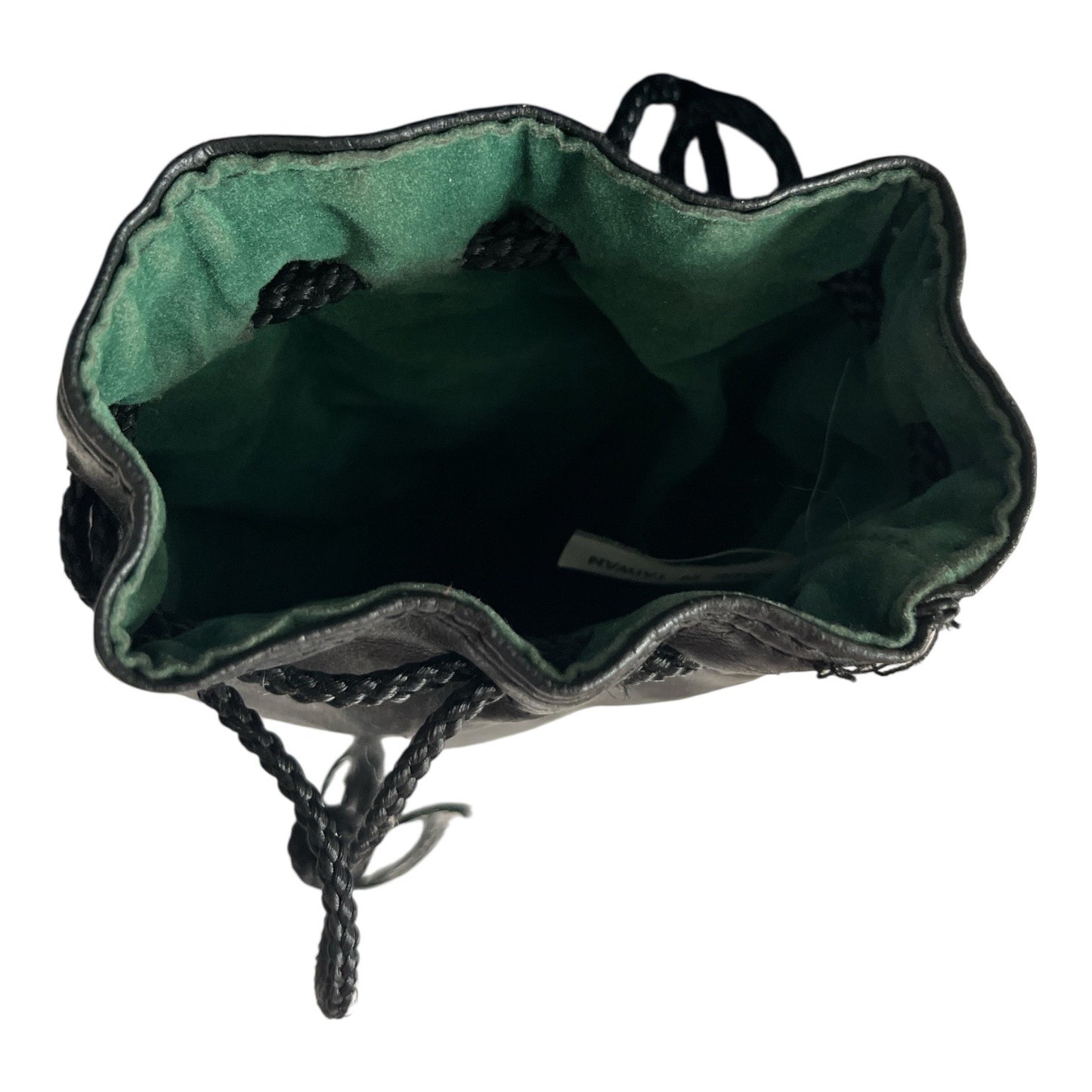 Vintage 1980s Faux Leather Drawstring Presentation Bag 10” Velvet Lined Made in Taiwan