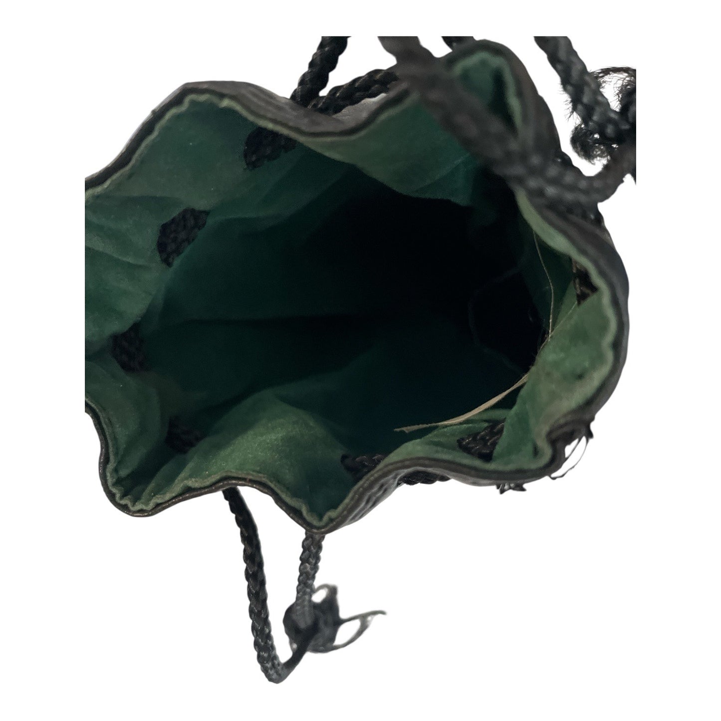 Vintage 1980s Faux Leather Drawstring Presentation Bag 10” Velvet Lined Made in Taiwan