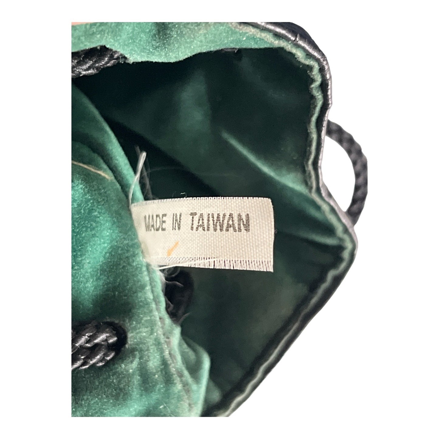 Vintage 1980s Faux Leather Drawstring Presentation Bag 10” Velvet Lined Made in Taiwan