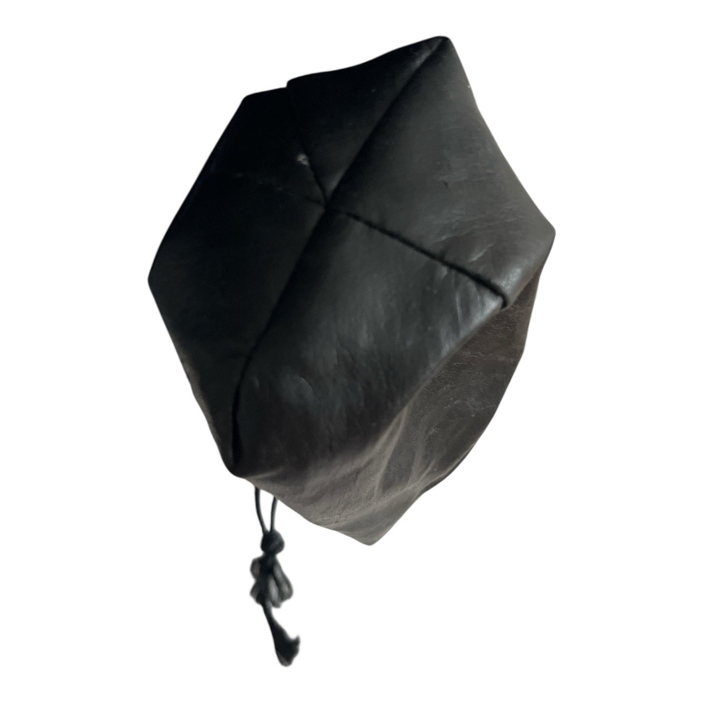 Vintage 1980s Faux Leather Drawstring Presentation Bag 10” Velvet Lined Made in Taiwan