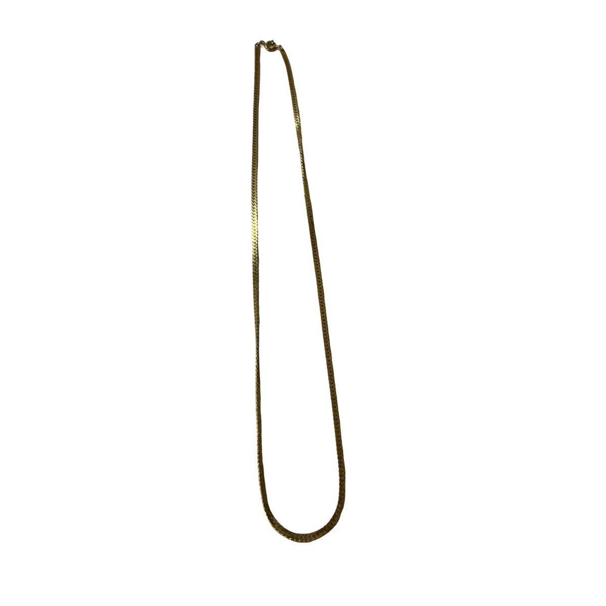 Vintage 1970s 1980s Gold Tone Flat Herringbone Chain Necklace 18"