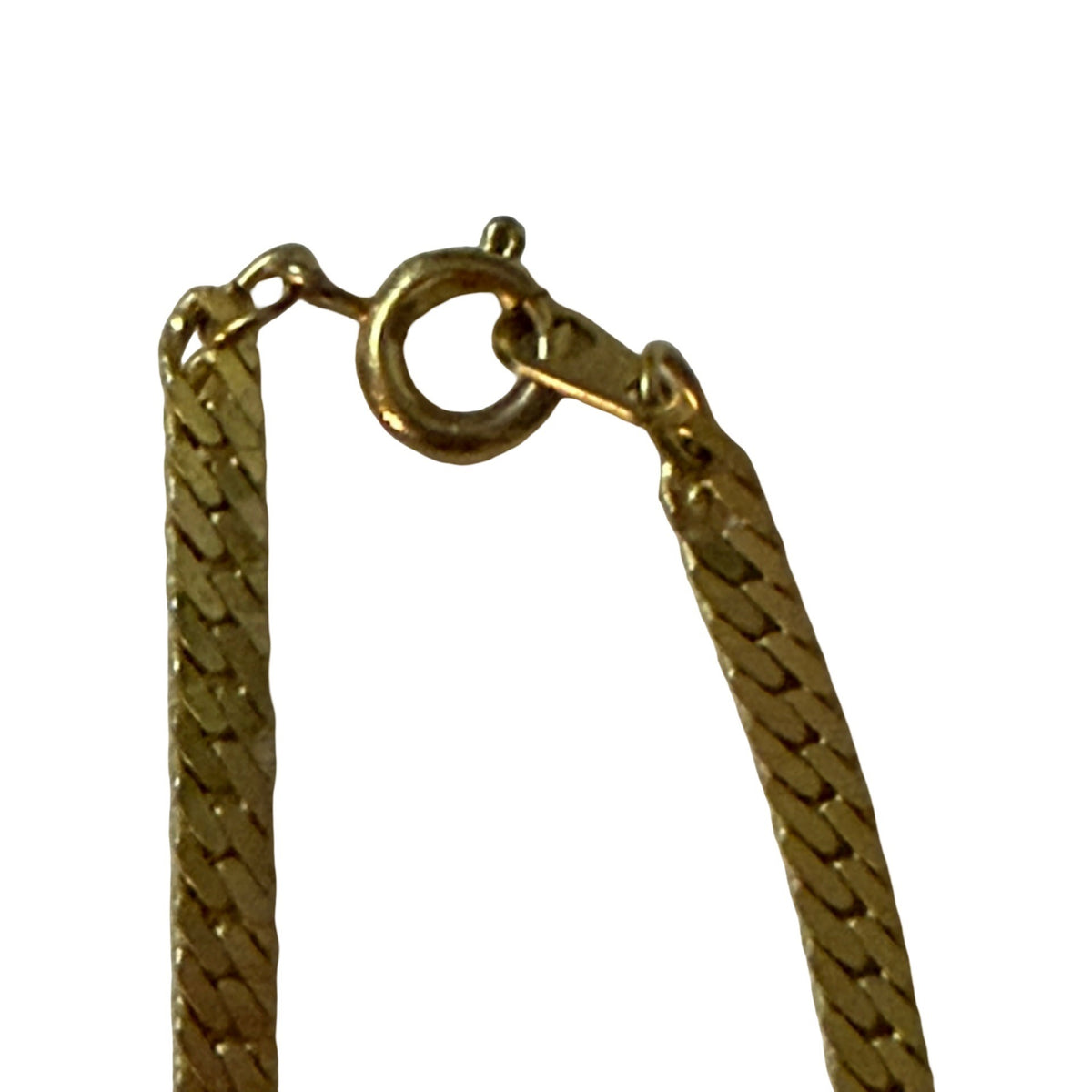 Vintage 1970s 1980s Gold Tone Flat Herringbone Chain Necklace 18"