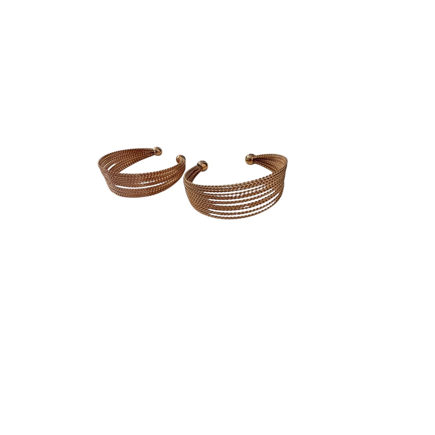 Vintage Rose Gold Tone Multi Strand Mesh Cuff Bracelet Open Adjustable Statement Jewelry