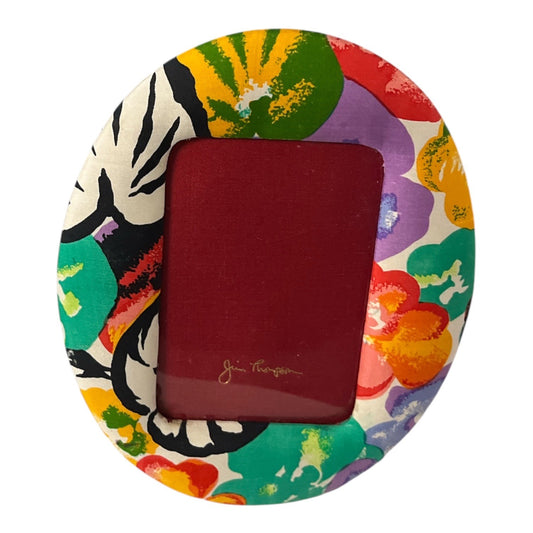 Jim Thompson Floral Oval Picture Frame 8x6 Holds 3x5 Photo Fabric Covered