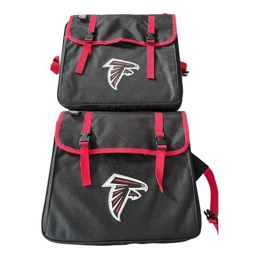 Set of 2 Atlanta Falcons NFL Brand Bleacher Cushion Seats Folding Stadium Chairs w/Pocket & Cup Holder - Like New