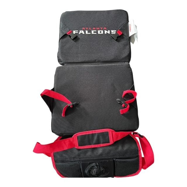 Set of 2 Atlanta Falcons NFL Brand Bleacher Cushion Seats Folding Stadium Chairs w/Pocket & Cup Holder - Like New