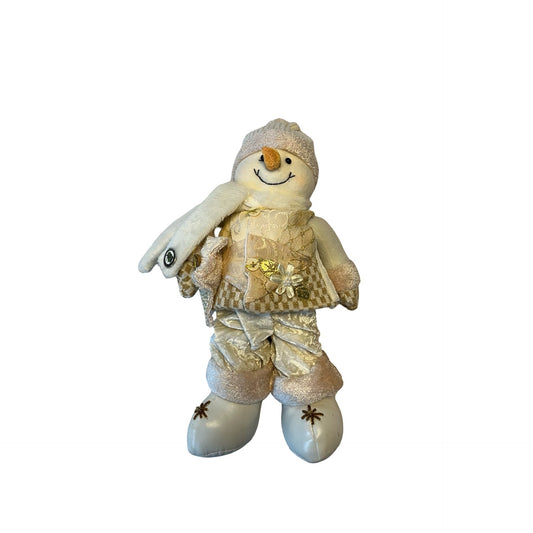 American Payroll Association Snowman Plush 12” Winter Decor Gold Cream Holiday Figure