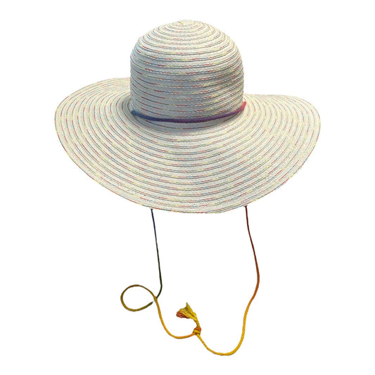 BP. Multicolor Stripe Wide Brim Hat with Chin Cord – One Size – Festival Summer Sun Hat