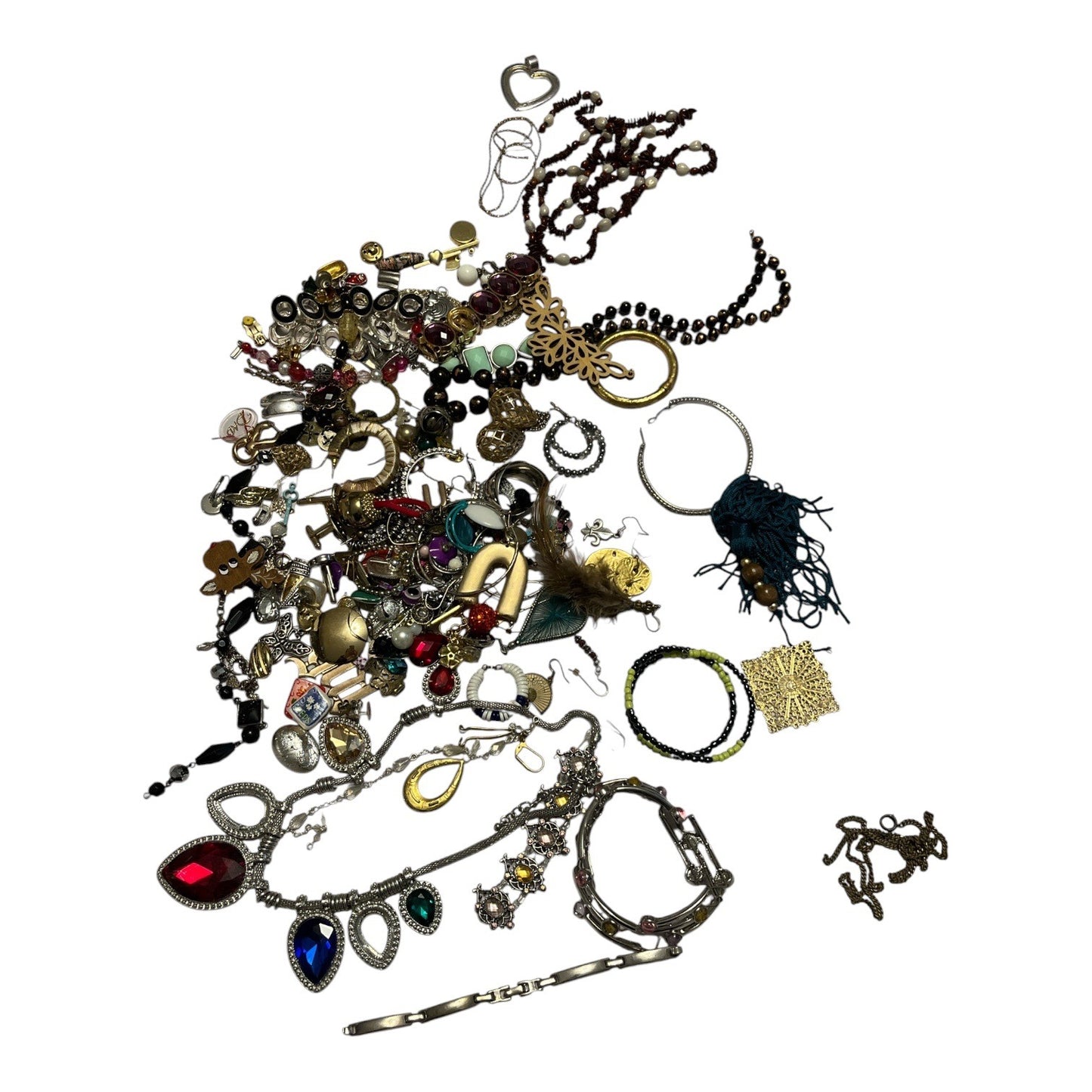 Vintage Jewelry Lot Craft Junk Wearable Rhinestone Beaded Mixed Single Earrings