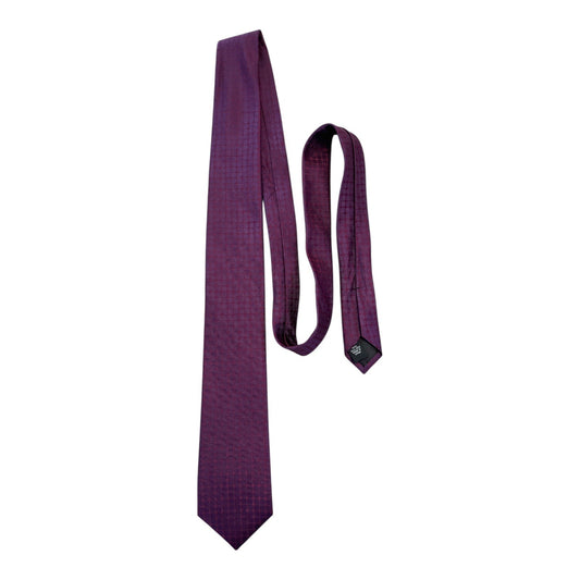 Calvin Klein Men's Silk Tie – Plum Purple Geometric Pattern – 58" – 100% Silk – Mid 2010s