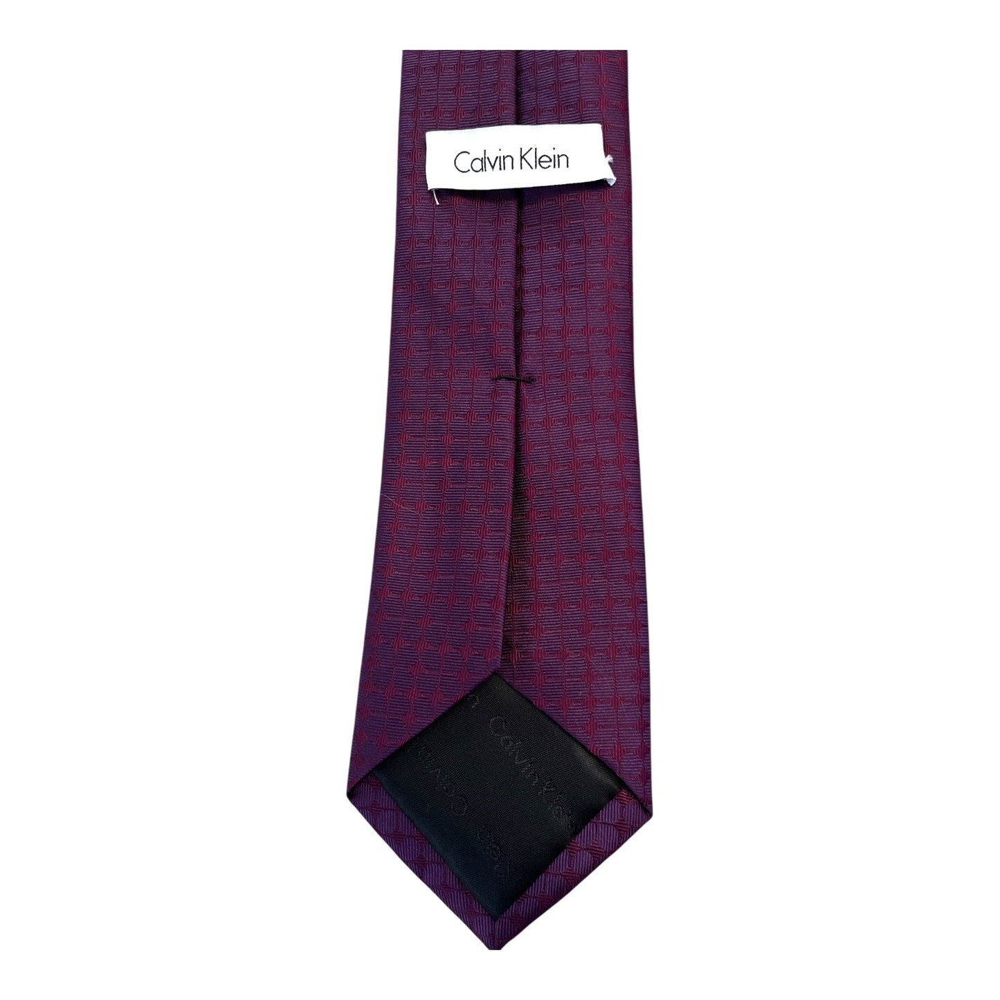Calvin Klein Men's Silk Tie – Plum Purple Geometric Pattern – 58" – 100% Silk – Mid 2010s