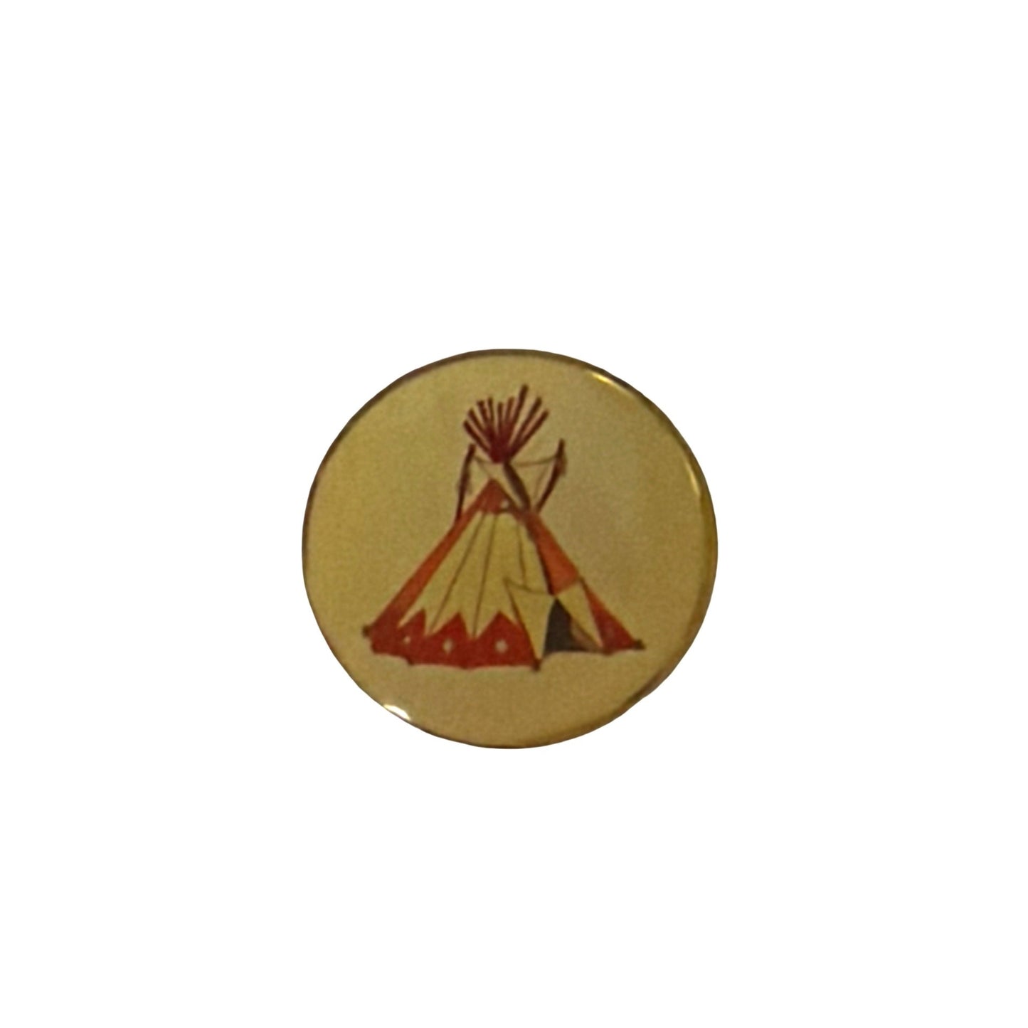 Vintage Teepee Pin Button Native American Tent Camp Badge Brooch