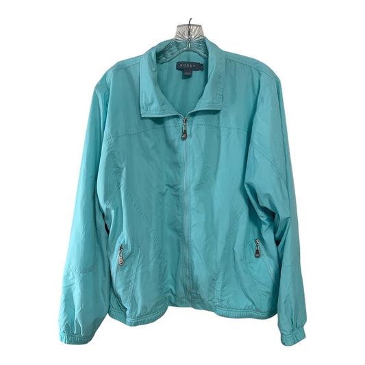 Koret Women’s L Aqua Blue Zip Front Lightweight Jacket Polyester Cotton Lined Vtg