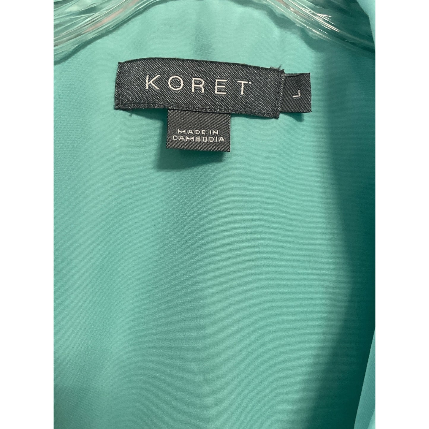 Koret Women’s L Aqua Blue Zip Front Lightweight Jacket Polyester Cotton Lined Vtg