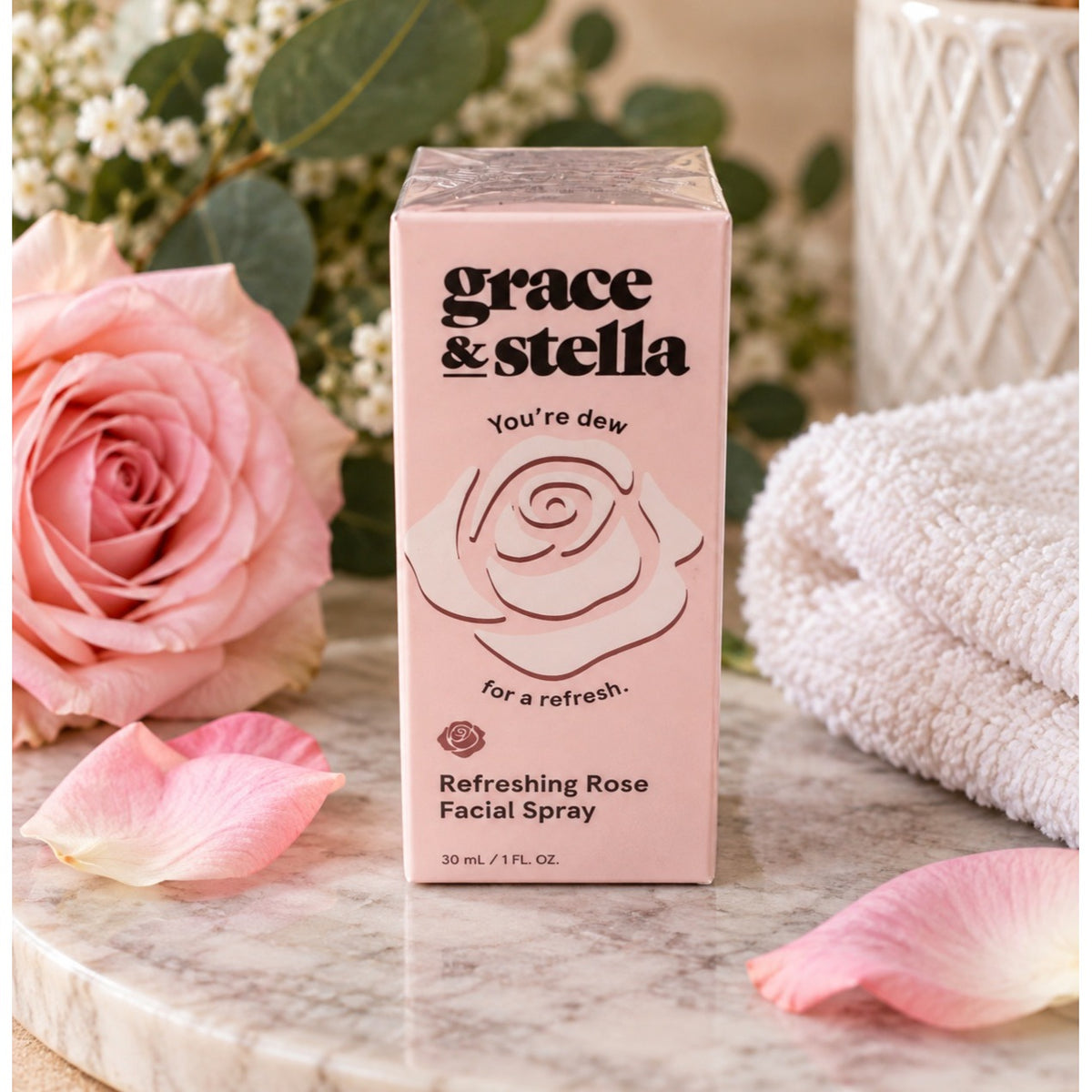 Grace & Stella Refreshing Rose Facial Spray 1 oz Hydrating Face Mist Sealed 2029