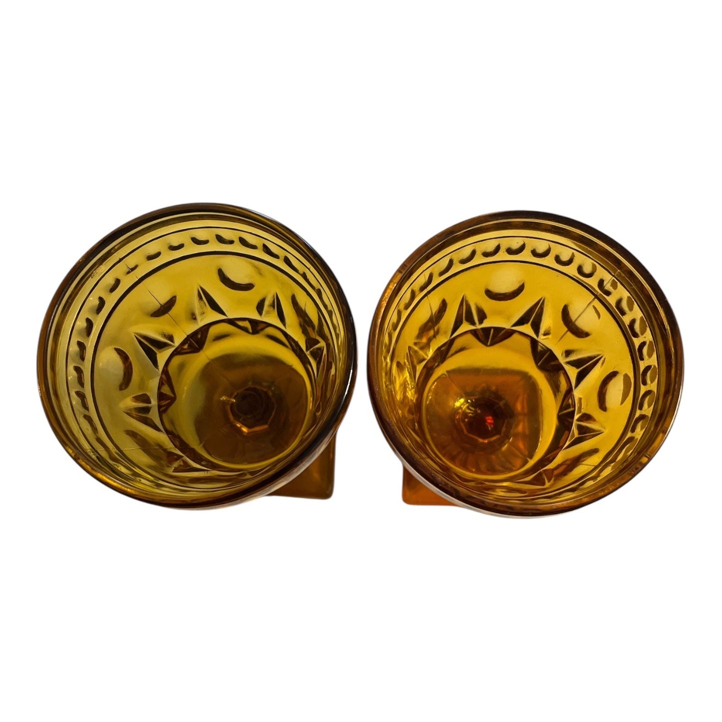 Indiana Glass Park Lane Amber Goblets – Colony Brand – Set of 2 – Vintage Pressed Glass 1960s
