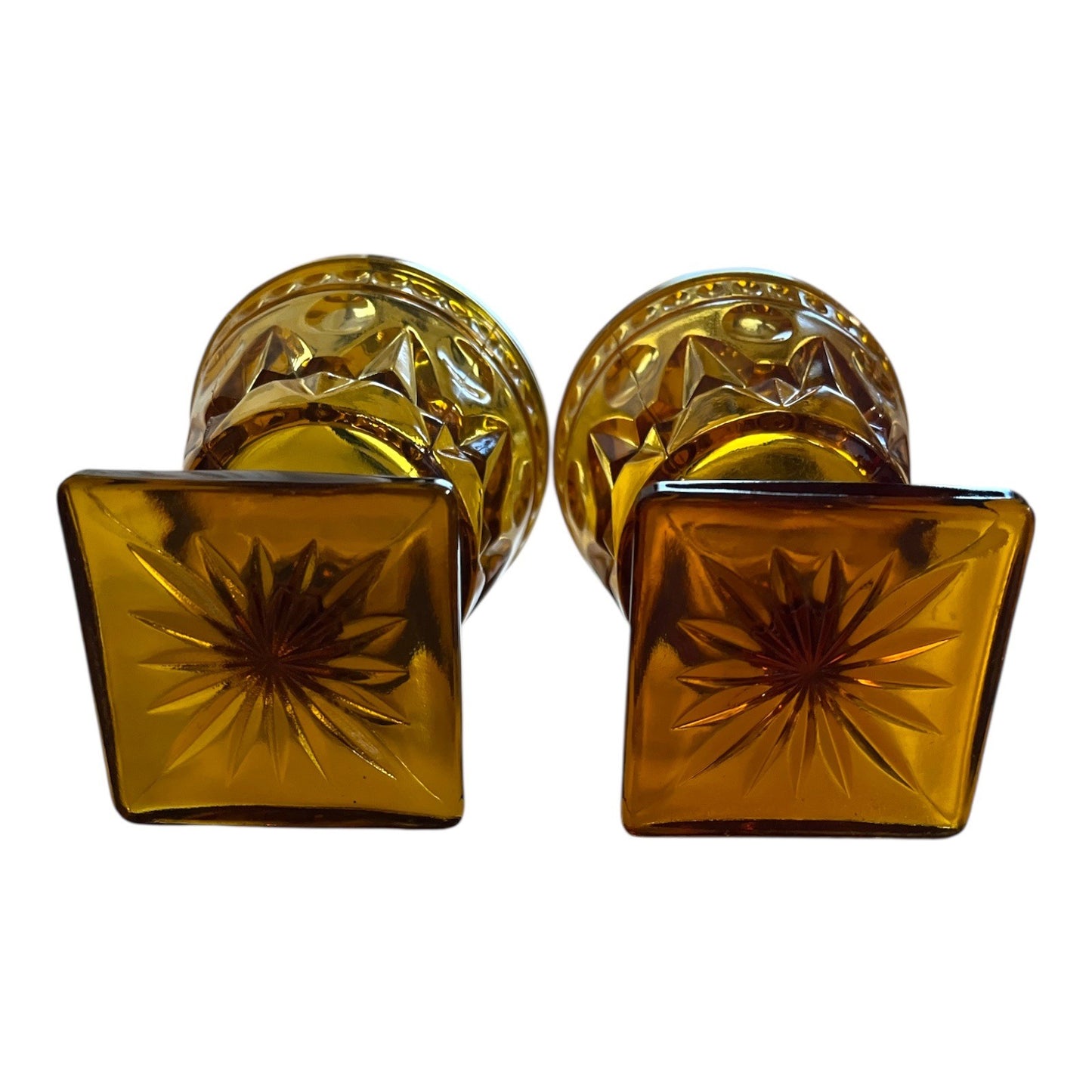 Indiana Glass Park Lane Amber Goblets – Colony Brand – Set of 2 – Vintage Pressed Glass 1960s