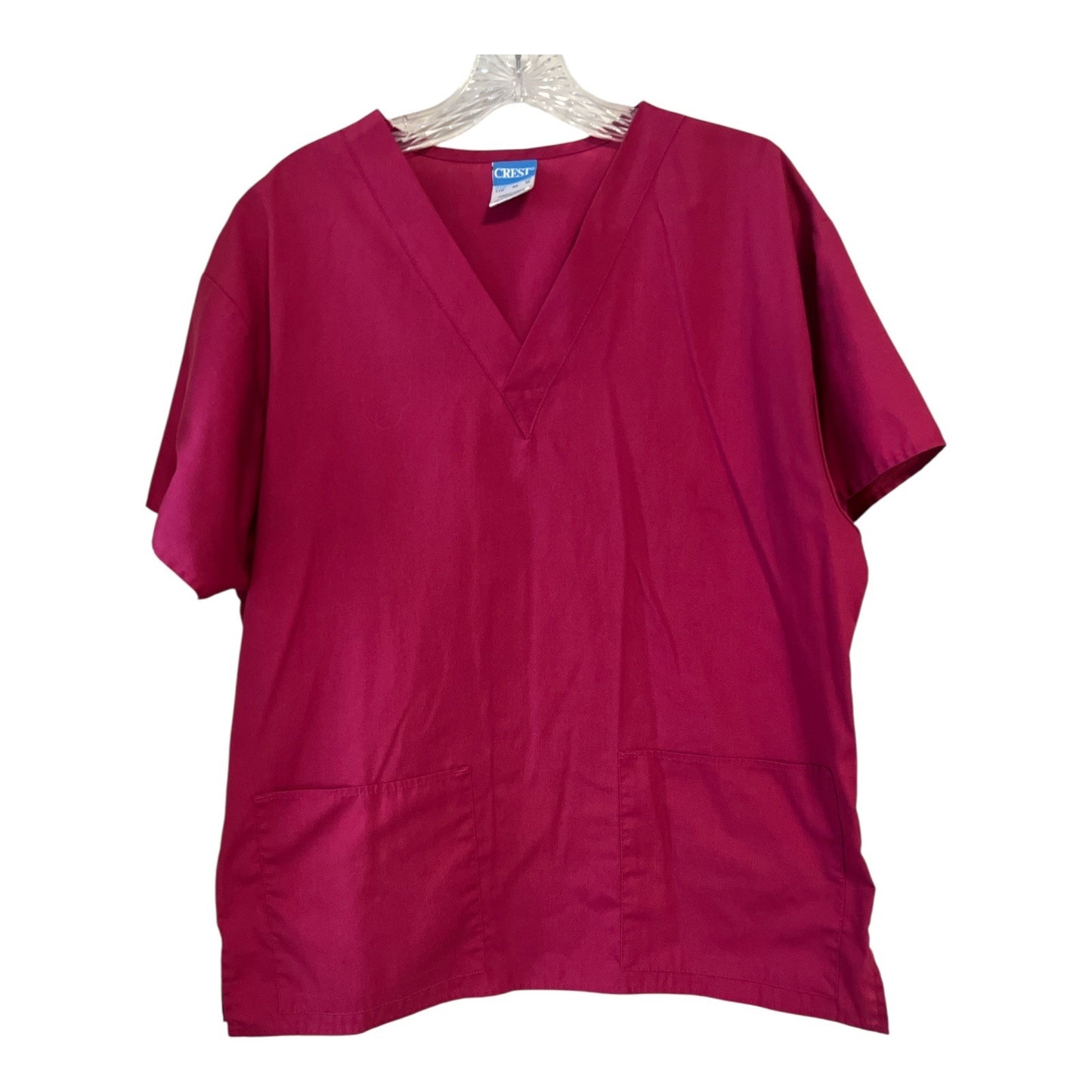 Set of 4 Crest Unisex Scrub Tops – Size M – Purple, Red, Green, Teal – V-Neck Medical Uniform Shirts – 45" Chest