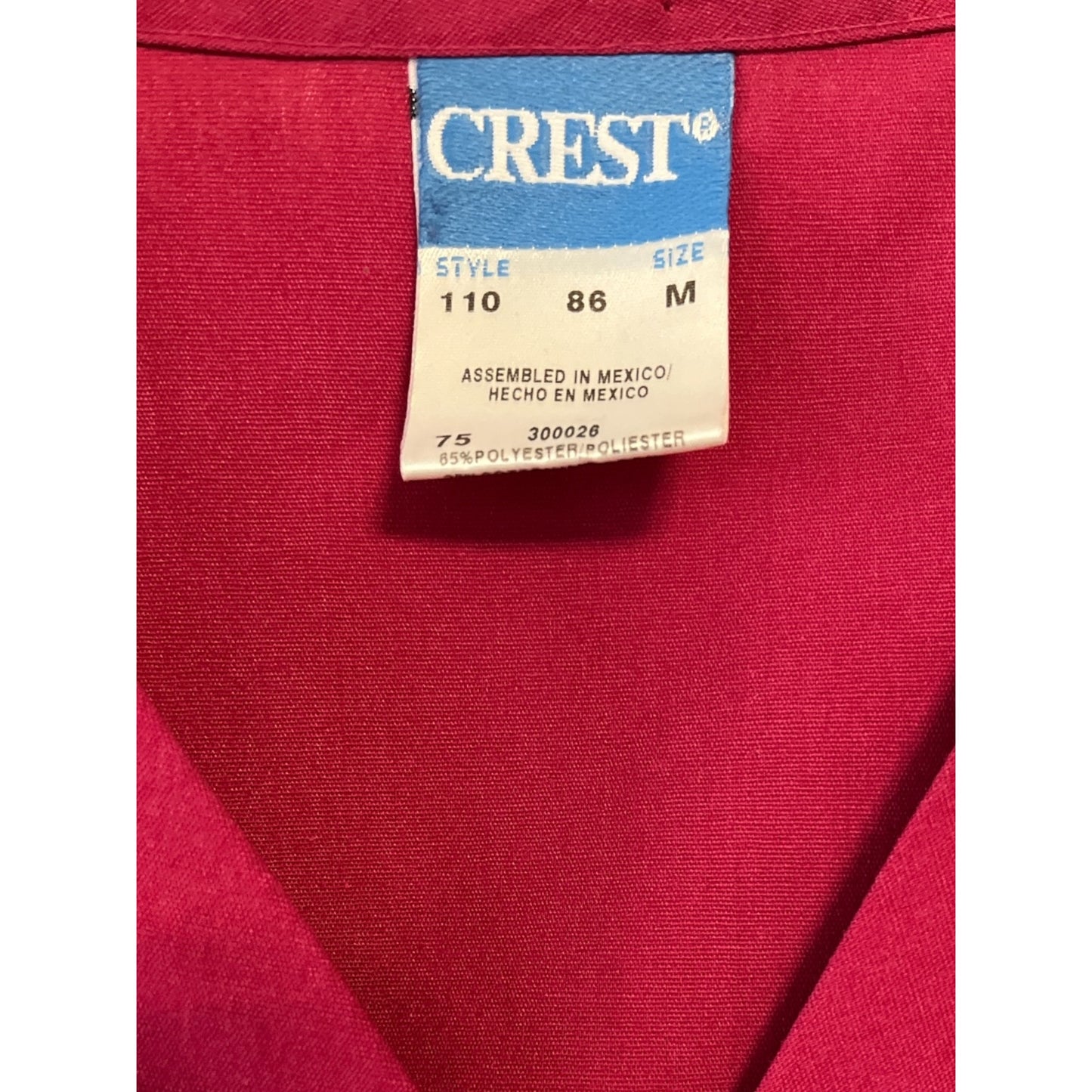 Set of 4 Crest Unisex Scrub Tops – Size M – Purple, Red, Green, Teal – V-Neck Medical Uniform Shirts – 45" Chest