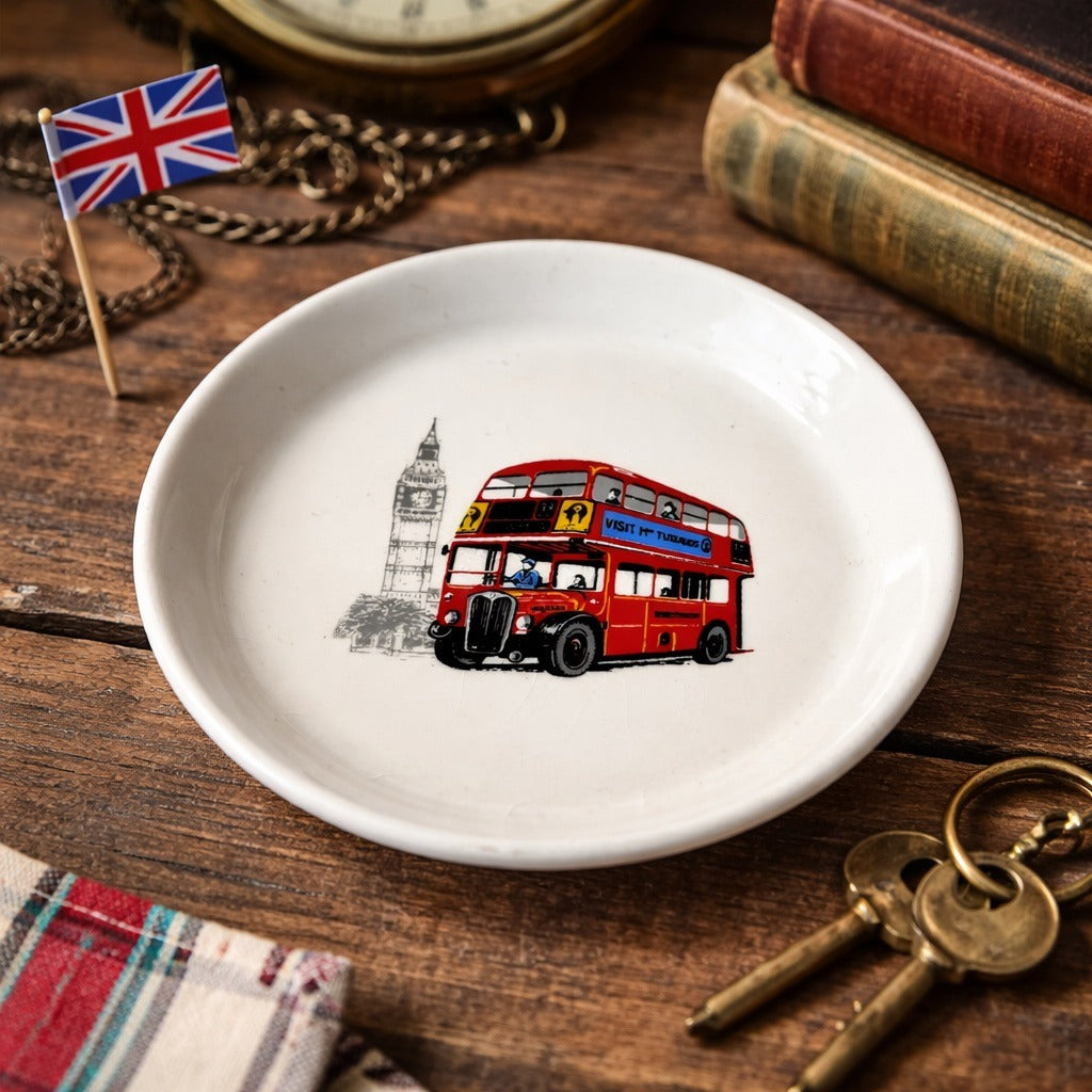 Vintage James Gerard London Dish Red Double Decker Bus Big Ben Souvenir Plate 4.5